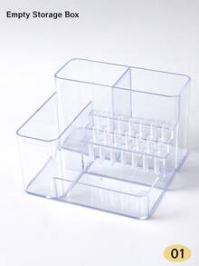 FULL BEAUTY 1pc Transparent Portable Empty Nail Storage Box With Layered Compartments For Nail Drill Bit Display Storage, Grinding Machine, Nail Polish, Brush, Tweezers Organizer - No Assembly Needed, Acrylic Desktop Nail Art Tool Organizer Nail Supplies