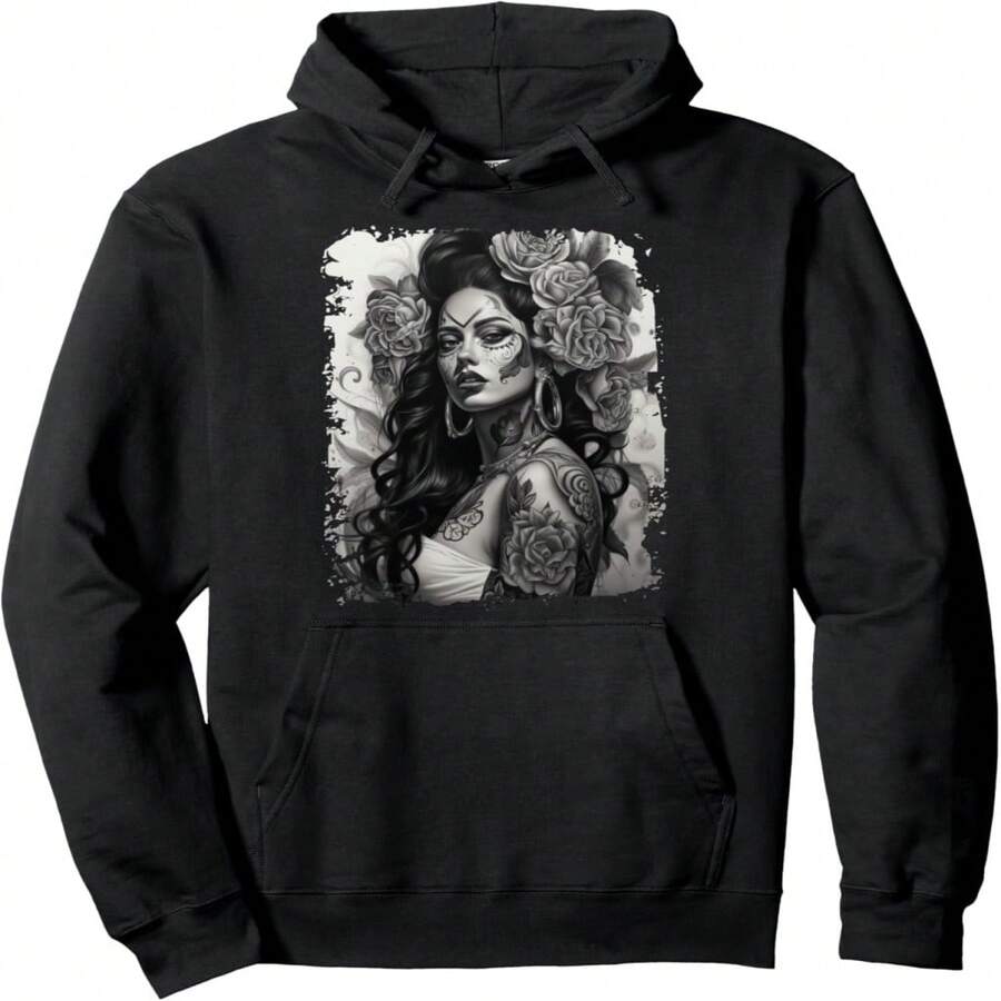 Chicana Mexican An Latina His Pullover Hoodie - Black 6 - View 1