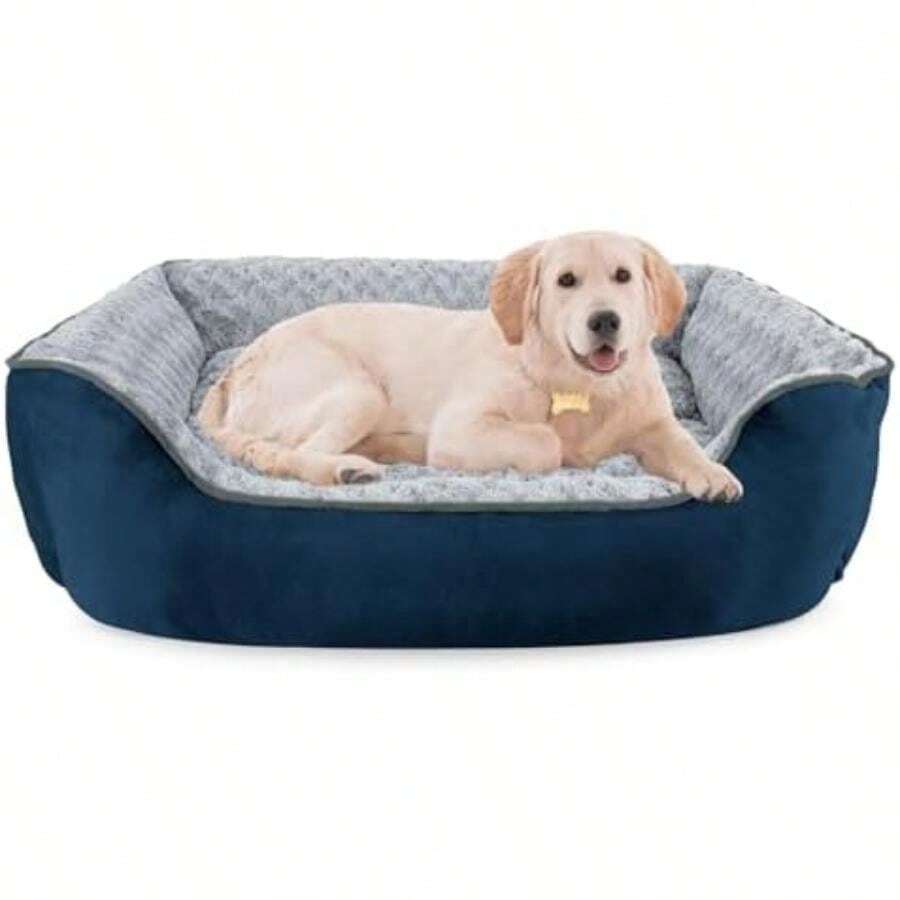 JOEJOY Rectangle Dog Bed For Large Medium Small Dogs - Washable Orthopedic Sofa Bed, Soft Breathable Puppy & Pet Cuddler, Durable Calming Dog Bed With Anti-Slip Bottom, Multiple Sizes,(L(30"X 24"X 9") Navy Blue) - Type4 - 查看 1