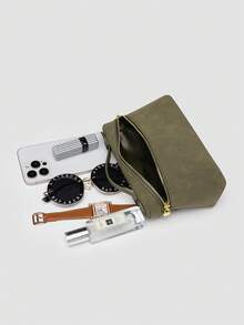 1 pièce Sac bandoulière carré en PU de couleur unie, convient pour la mode quotidienne des femmes et les sorties - Militaire verte - Voir 7