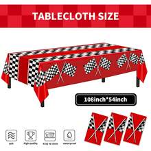 TendenciaPaquete de 3 manteles de coche de carreras a cuadros – decoraciones de fiesta de cumpleaños para coche de carreras, manteles de fiesta infantiles, 54 x 108 pulgadas, rectangulares desechables paraCalidad premium - Rojo Negro Blanco Cuadros - Ver 12