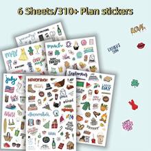 Pegatinas Decorativas/Pegatinas de Planificación Estacional de Vacaciones - Pegatinas de Planificador Diario - Varias Pegatinas Adecuadas para Decoración, Planificación, Scrapbooking, Diario Estético y Diario de Chatarra Suministros Escolares - Mezcla de colores - Ver 2