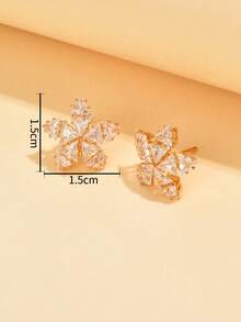 1 Pair Fashionable Luxury Zirconia Pentagram Stud Earrings For Women, Suitable For Casual, Holiday, Date, Party