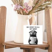 1pc 5*5inch(12.7*12.7cm) Funny Otter Bathroom Decor - Funny Bathroom Decor, Rustic Otter Wooden Box Signs, 6 X 6 Inches - White - View 2