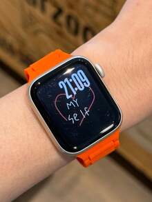 New Stylish Orange Sports Silicone Watch Strap Compatible With Apple Watch Band 46mm 38mm 40mm 41mm 42mm 44mm 45mm 49mm Stylish Man Women Fluorescent Color Wristband Bracelet Compatible With IWatch Series 10 9 8 7 6 SE Ultra 2 Fashion Wear Accessories Festival Gifts 