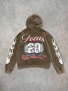 1 Stück Herren Lässig Hoodie mit Rennwagen Kreativdruck, Sweatshirt für Herbst/Winter, Langarm Oberteil