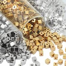 CCB 珠子、心形吊坠、双心形珠子、方形弧形珠子、时尚 DIY 珠宝制作用品，适用于手链、项链