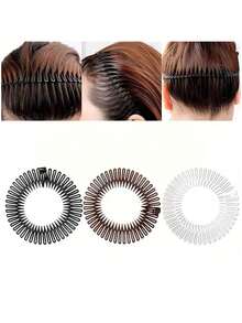 3/1pc Flexible Circular Stretch Hair Combs, Headband Hairband Holder For Women Girls Zig Zag Style Circle Headbands With Teeth For Women's Hair Accessories ,Hair Styling Tools ,Hair Styling Kit