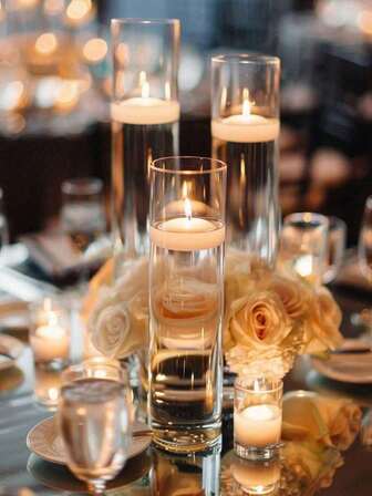 1 Set Glass Candle Holders, Floating Candle Holders, European Romantic Candle Holders, Suitable For Candlelight Dinner, Birthday Party, Hotel Banquet, Wedding, Can Hold Floating Candles, Decor, Room Decor, Home Decor, Gift