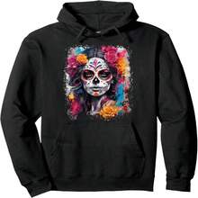 Day Of The Dead La Catrina Graphic Pullover Hoodie - Black 10 - View 1