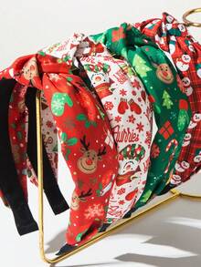 1pc Crossed Wide-Edge Printed Hairband - Fashionable And Unique Christmas Hair Accessory For Women ,Diadema ,Hair Hoop