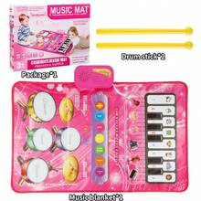 1 pezzo Tappetino musicale per pianoforte per bambini, tappeto elettronico multifonzione per gioco di batteria con i piedi, regolazione del volume, riproduce suoni di animali diversi, 6 modalità strumentali, tappetino per pianoforte impermeabile, tappeto da ballo musicale, regalo di Natale per bambini e bambine, adatto per interazione genitore-figlio in casa, richiede 3 batterie AA (non incluse)