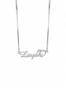 定制闪亮磨砂名字项链，女士女孩魅力个性化不锈钢半缠绕式情书项链，情侣吊坠，家庭珠宝，生日节日礼物，圣诞礼物，送给她的银色时尚饰品，适合青少年、初中生、高中生、大学生、大一、大二、低年级学生，时尚秋季，实用时尚，精致浪漫，尽显魅力 - 銀色 - 查看 8