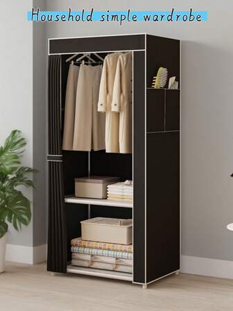 1 件易于组装的衣柜，简约设计节省空间，大容量可分层存放衣物和床上用品，安装简单，是小公寓和出租屋的完美存储解决方案
