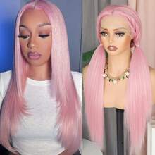 Aubree Pink Long Straight Synthetic Lace Front Wig Pre Plucked Pink Lace Front Wigs Glueless  Hairline Lace Wigs For Black Women,21680686 - 粉色 - 查看 2