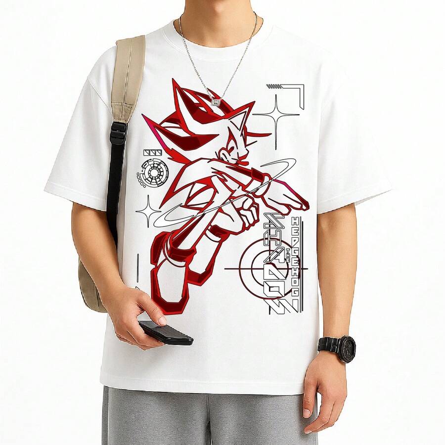 Shadow The Hedgehog Movie T-Shirt Animation Kids Unisex Male Female 100% Cotton Premium Top Streetwear Launch Immediate Shipping Various Colors!! Plus Size - trắng - Xem 1