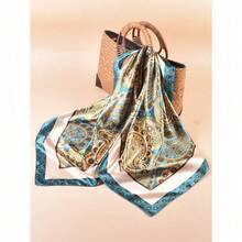 1pc Paisley Pattern Bandana Women Head Scarf Fashion Head Scarf Bandana,Hair Band,Head Band Ideal For Dressing Up Your Look - 孔雀石綠 - 查看 3