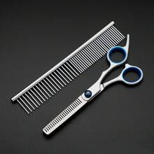 5 Pcs/Set Professional Pet Grooming Stainless Steel Scissors Set For Personal Use: Steel Comb, Flat-Tip Scissors, Nail Clippers, Hair Cutting Scissors Set - 5pcs/set - View 5