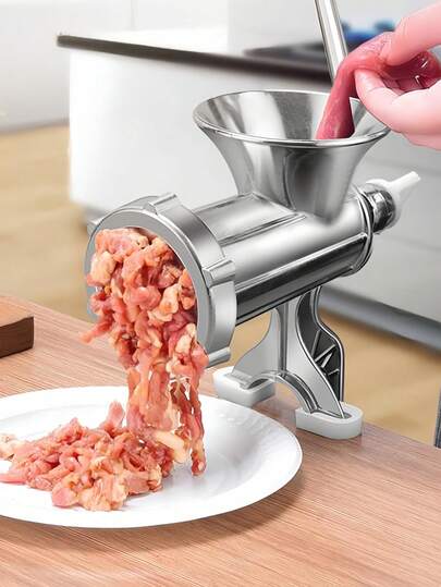 1 pieza Molinillo de carne fácil de usar, molinillo de carne para el hogar, eficiente de aleación de aluminio que ahorra tiempo para hacer empanadillas, salchichas para restaurantes y cafeterías, molinillo de carne manual - fabricante de salchichas de aluminio resistente con mango ergonómico, sin necesidad de electricidad, herramienta de cocina duradera para picar carne y hacer salchichas, equipo para rellenar salchichas, construcción resistente