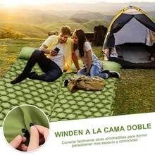 Colchoneta inflable para camping con almohada incorporada, portátil y resistente, ideal para mochileros, senderismo, tiendas de campaña y viajes al aire libre, color verde - 1 - Ver 2