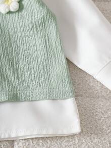 2 buc. Bluză 2 în 1 cu guler polo, casual, cu mânecă lungă și pantaloni tricotați Jacquard, drăguță și elegantă, pentru bebeluși, fetițe