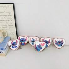 Stitch Individual Print Heart Shaped Pouch, Multiple Adorable Cartoon Designs Available, High-Quality PU Material, Lightweight Zipper Closure, Metal Chain Strap, Anime Fan Collectible Peripheral, Adds Vibrancy & Romance To Daily Outfits, .