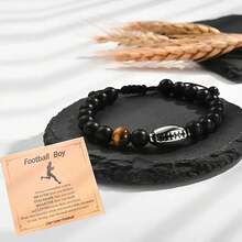 Stainless Steel Football Necklace And Football Bracelet, Suitable As A Gift For Boys, Comes With A Blessing Card, Ideal Choice For Son, Good Friend, Brother, Partner