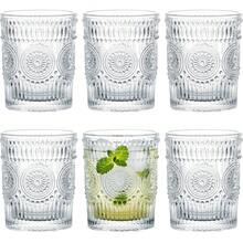 6 pahare romantice de apă de 9oz (255,1g), pahare mici de băut, set de pahare vintage, potrivite pentru suc, băuturi, bere, cocktail