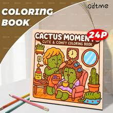 GDTME 1本20厘米 x 20厘米，24页可爱迷人的猫咪插画涂色书，成人涂色活动，缓解压力，软封面，完美的放松创意之选，适合母亲节、父亲节、复活节、婚礼季礼物、送给妈妈的礼物、K-Pop周边、学校用品、涂色书、文具、复活节礼物、房间装饰、学习用品、办公用品、礼品、派对礼品袋填充物、玩具、2026年毕业派对用品。 - 寧靜時刻 - 查看 14