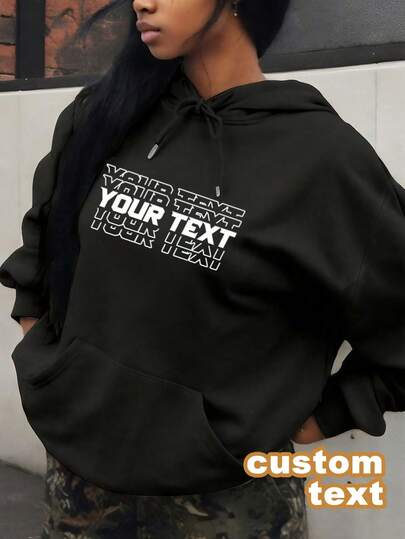 Personalizowana bluza z kapturem damska z nadrukiem Twojego tekstu, z Twoim imieniem, nadrukiem z napisem "Dziecko/Przyjaciel/Idol/Para/Rodzina/Impreza/Szkoła/Sport/Miłość do zwierząt", Logo/Dekoracja na uniform firmowy/imprezowy, Moda dla psów, Moda, Hip-Hop, Prostota, Łatwość noszenia, Umiarkowana moda, Minimalistyczny szyk, Swobodna personalizacja, Unikatowy, Spersonalizowany idealny prezent dla jego rodziny, chłopaka, przyjaciół, dzieci na rocznice, urodziny, święta