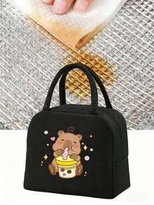 便携式双层保温午餐包，水豚图案，儿童防漏午餐包，可重复使用，适合上学、上学、上学等场合，男女通用，可调节肩带，保温保冷包，非常适合工作、办公室、野餐、海滩等场合，保温旅行两相宜。 - 彩色 - 查看 9