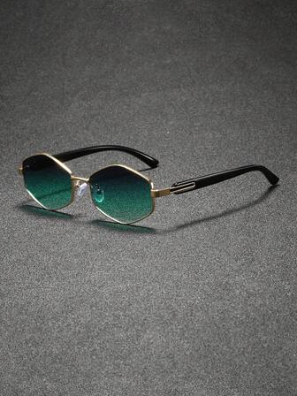 Retro Hexagon Metal Fashion Glasses, Classic Vintage Delicate Frame, Unisex Stylish Eyewear Suitable For Everyday And Formal Occasions