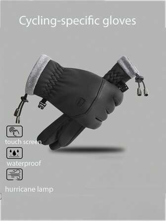 1 par de guantes gruesos y acolchados unisex para invierno y otoño, a prueba de viento para actividades al aire libre, con pantalla táctil suave, cálidos y antideslizantes para ciclismo