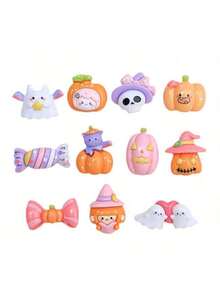 Halloween Cartoon Resin Decorations, Mixed Colors DIY Handmade Decor, Suitable For Phone Cases, Hair Clips, Jewelry Making - Scary Pumpkins, Ghosts Etc. - Random Mix