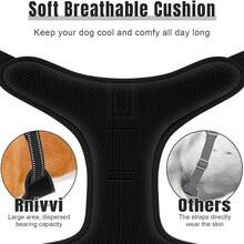 Arnés para perro sin tirones con 1 clip para correa, ajustable y acolchado suave, chaleco para mascotas de Oxford reflectante sin ahogo con asa de control fácil