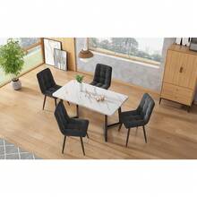 Dining Room Chairs (Set Of 4), Dark Grey, Set Of 4 Upholstered Designer Chairs, Velvet Seats, Metal Frame - White - View 2