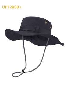 meetsunny 1 件男女款防晒渔夫帽速干可折叠宽边帽透气防紫外线牛仔风格 Boonie 渔夫帽 UPF 2000+ 适合徒步钓鱼海滩