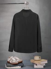 Men's Solid Color Grid Pattern Business Casual Cardigan, Fashionable Minimalist Stylish Knit Jacket With Button, Long Sleeve Lapel Collar, Suitable For Spring And Autumn