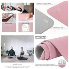Alfombrilla de yoga para hombres y mujeres, 14 y 25 pulgadas, gruesa TPE para entrenamiento en casa, gimnasio, antideslizante, ecolgica, para yoga, pilates, estiramiento, meditacin - 72"x48"x1/4" + Perfecto Rosa y Gris - Ver 1