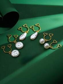 1 Pair Luxury Faux Pearl Wrapped/Double Heart Nipple Clamps, Baroque Pearl Nipple Clips, Suitable For Women's Daily, Party, Valentine's Day, Holiday Wear - Multicolor - View 3