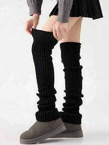 1 双可爱女士保暖袜、女士腿套、针织腿套、保暖袜、女士修身长筒冬季袜子、角色扮演分层袜