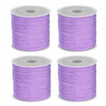 4 Rolls 50m/1968inch Silky Satin Cord Nylon String 0.8 Mm Chinese Knotting Cord, Nylon Beading Thread For Bracelets, Necklaces, Wind Chime, Macrame Crafts, Drawstring Bags, Multicolor Beading String(Random P)