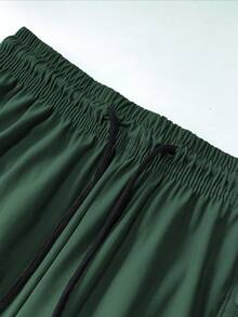 女士抽绳腰带紧身运动打底裤，速干，高弹，休闲家居服 - 綠色 - 查看 7