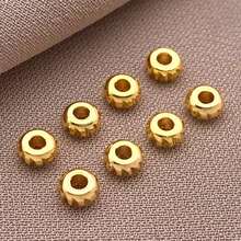 10/20 件 18K 镀金珠子扁平圆形隔珠黄铜散珠隔珠柱状圆珠隔珠适用于手链项链串珠首饰制作 DIY 工艺品 - 金色 - 查看 18