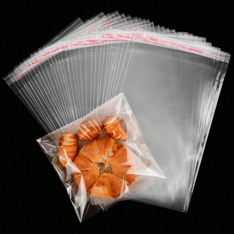 Clear Self Sealing Cellophane Cookie Bags, 4x6 Inches 100Pcs Cookie Bags Resealable Cello Bag For Packaging Cookies, Candy, Treat, Gifts, Snacks And Favors - Self Adhesive Wrappers - Xóa 5*7 - Xem 1
