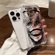 Funda para teléfono móvil Creepy Skull diseñada con ojos rojos brillantes y una sonrisa malvada adecuada para los modelos  17,  16,  16 ProMax,  15,  15 ProMax,  14,  13,  12 y  11 Pro hecha de material de TPU y brinda protección a prueba de golpes perfecta para fiestas de Halloween, regalos para fanáticos del terror y amantes del estilo único - Color mixto LB15 - Ver 1
