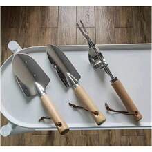 Vaka Life 3Piece Garden Tool Set with Wooden Handles for Planting and ing Stainless Steel Kelle Hand Planter  Fork for Outdoor Gardening Ideal for Soil Work Flower Bed Maintenance and Vegetable Garden Care Durable and Ergonomic Design Color: E5Pc