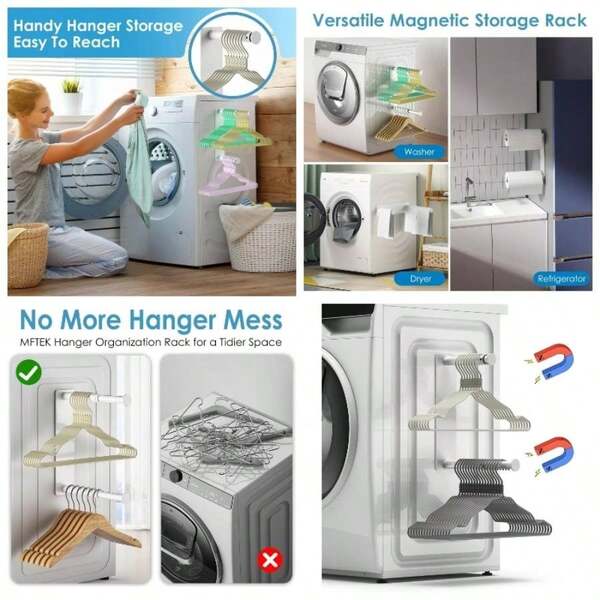 - Organizador organizador de perchas, soporte magntico, estante extensible para almacenamiento de lavadora, clset, organizacin de lavandera, soporte de suspensin para adultos y nios