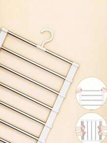 1 pièce Cintre à pantalon économe en espace, Porte-pantalon multifonctionnel en acier inoxydable antidérapant, Organisateur d'armoire multifonctionnel en acier inoxydable pour pantalons, jeans, foulards, Cintre magique pour pantalons et jeans, Organisateur d'armoire polyvalent en métal haut de gamme pour leggings