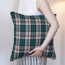 1pc Classic Plaid Pillow Cover, Retro Cushion Pillow Sham, Scottish Style Decorative Pillow Case, French Sofa Pillow Slip, Removable Zippered Cover (Pillow Insert Not Included) - Miluge - View 4